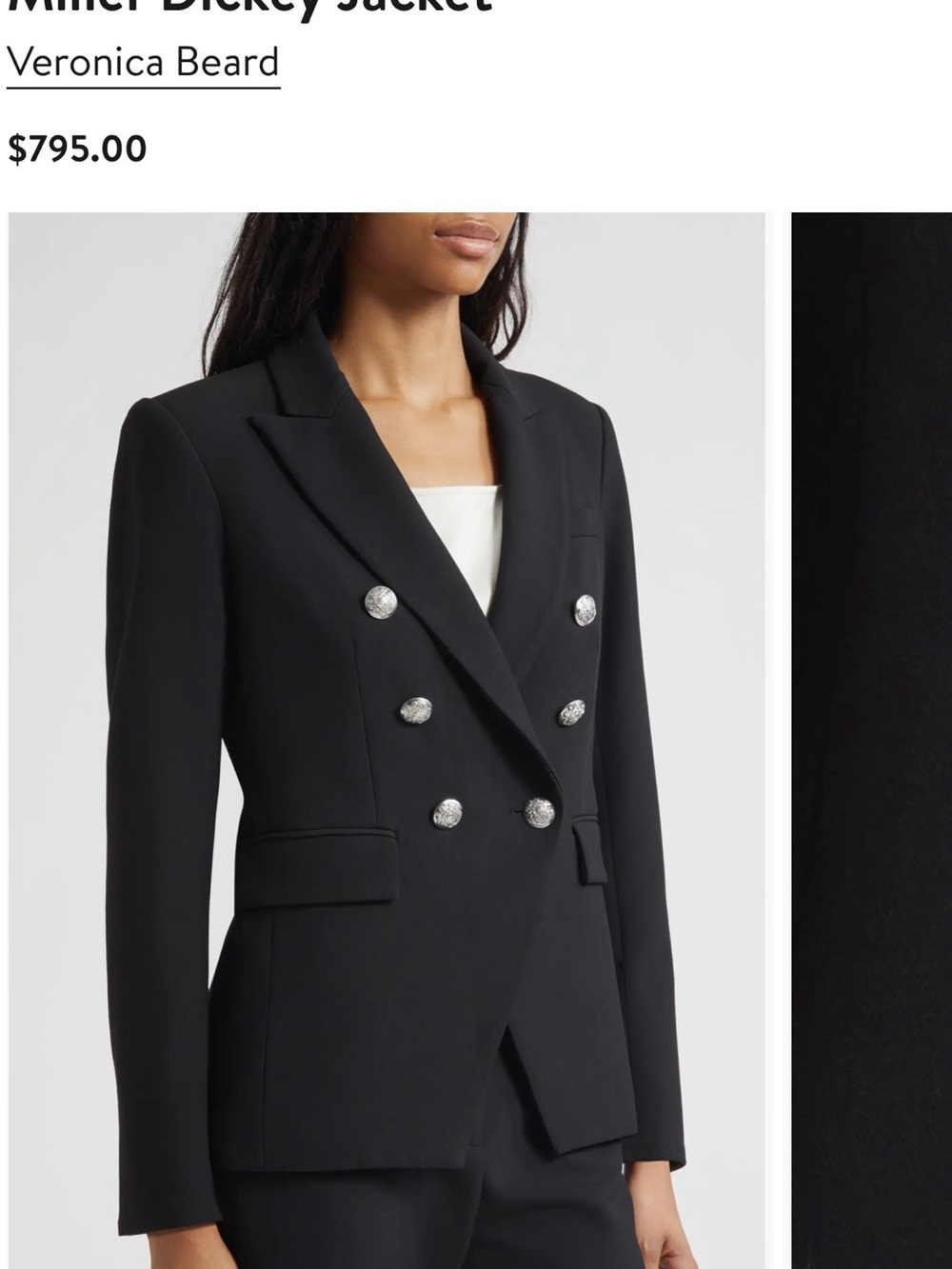 Veronica Beard Black Double-Breasted Blazer with Silver Buttons